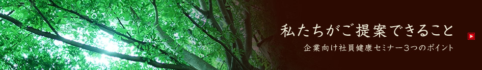 私たちがご提案できること/企業向け社員健康セミナー3つのポイント